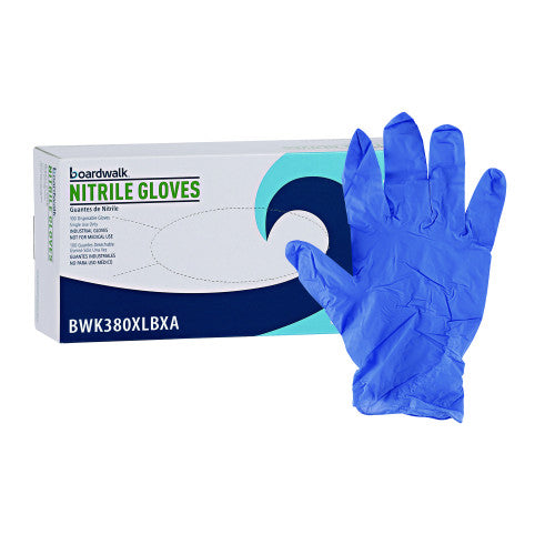 Boardwalk® Disposable Nitrile Gloves, X-Large, Blue, 4 mil, 100/Box (BWK380XLBXA)
